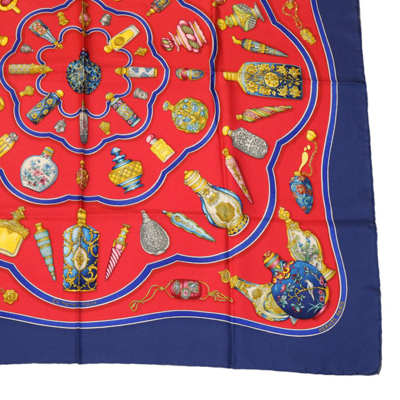 HERMES Carre90 Scarf ""Pourvu qu'on ait l'ivresse"" Silk Red Blue Auth am2611g - Picture 4 of 10